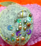 Handmade Felt Pumpkin Brooch Lilac and Green - Image 2