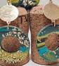 Green blue marble hoop dangle earrings - Image 1