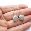 Silver Grey Coin Pearl Earrings with Sterling Silver Hooks