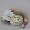 bee and blossom - pebble art