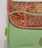 Big corduroy handbag with golden, pink and brown abstract pattern  - Image 2