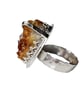 Citrine Druzy Adjustable Statement Ring Sterling Silver Chunky Crystal Jewellery - Image 1