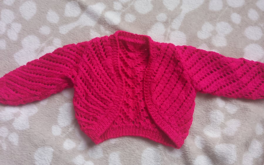 Hand Knitted Vibrant Baby Bolero A Likely Yarn 