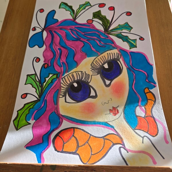 Christmas Fairy Drawing 