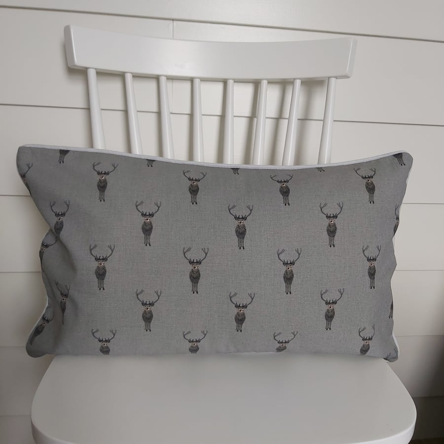 Sophie Allport Stag Cushion with Grey Piping