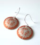 Dandelion clock earrings in orange and silver - Image 3