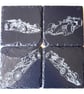 Handmade Slate Formula One Coasters Set with Engraved Racing Cars  mancave decor