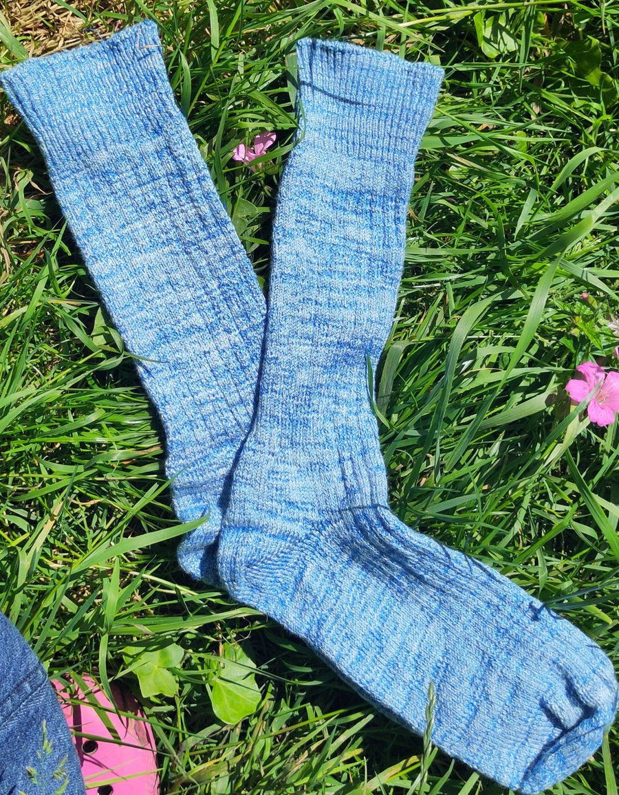 Blue pima cotton vegan socks