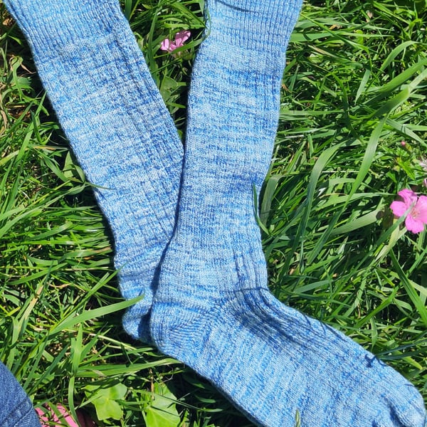 Blue pima cotton vegan socks