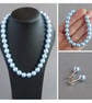 Chunky Light Blue Pearl Necklace - Pale Blue Wedding Jewellery - Baby Blue Gifts - Image 4