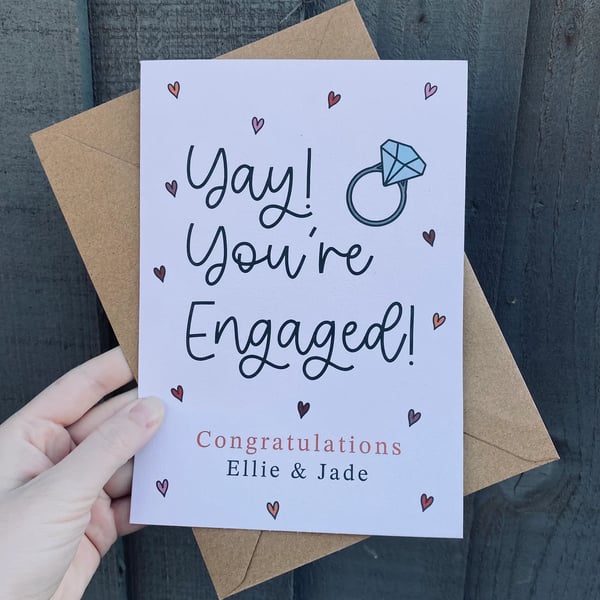 Yay You're Engaged - Personalised Engagement Ca... - Folksy