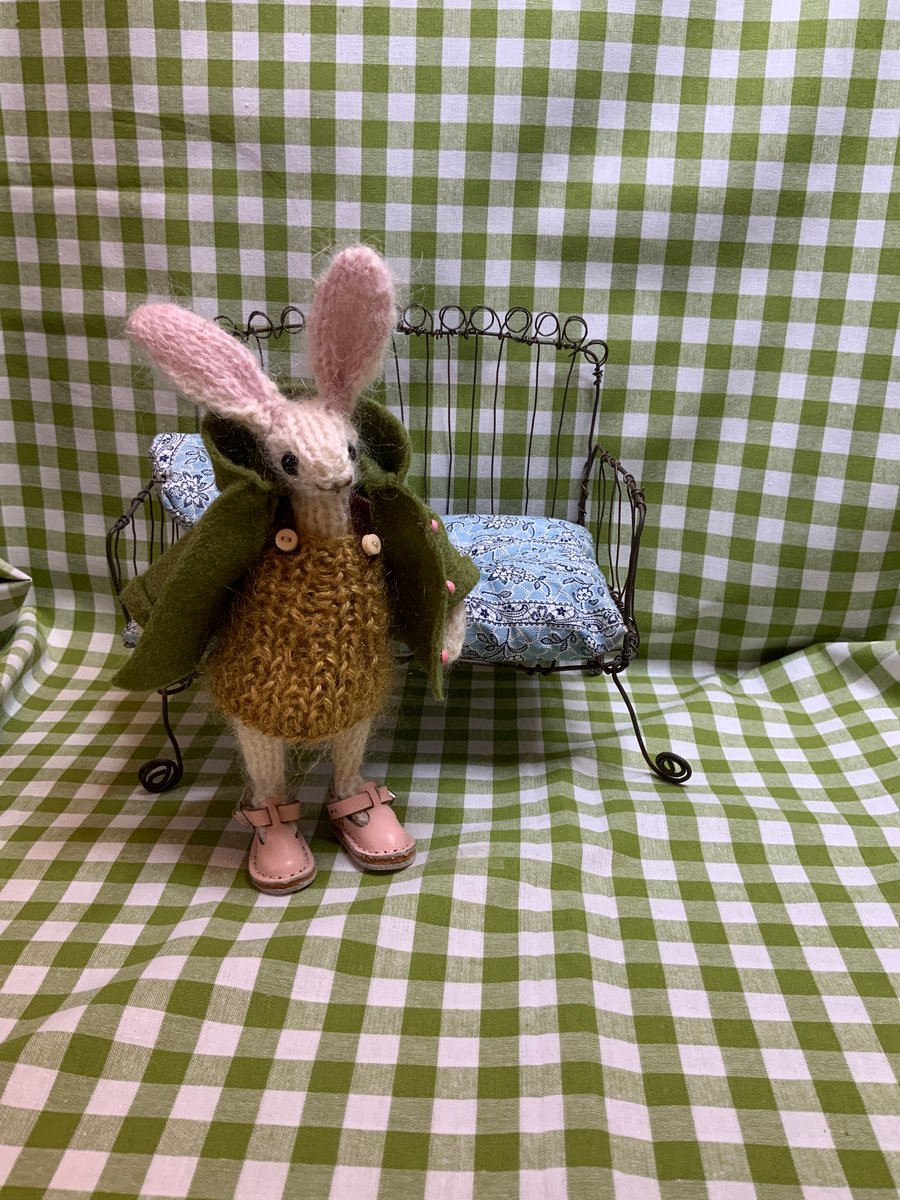 Hand Knitted Rabbit - Dot Pebbles Pattern - SALE