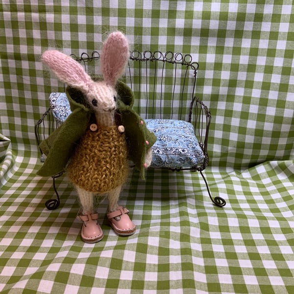 Hand Knitted Rabbit - Dot Pebbles Pattern - SALE