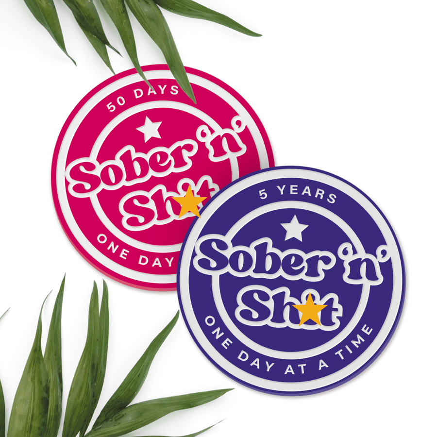 Sober 'n' Sh't - Star Acrylic Sobriety Chip: Customisable Sober Token