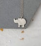 Recycled Sterling Silver Rhino Pendant Necklace – Safari Animal Jewellery - Image 1