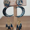 Night sky moon earrings