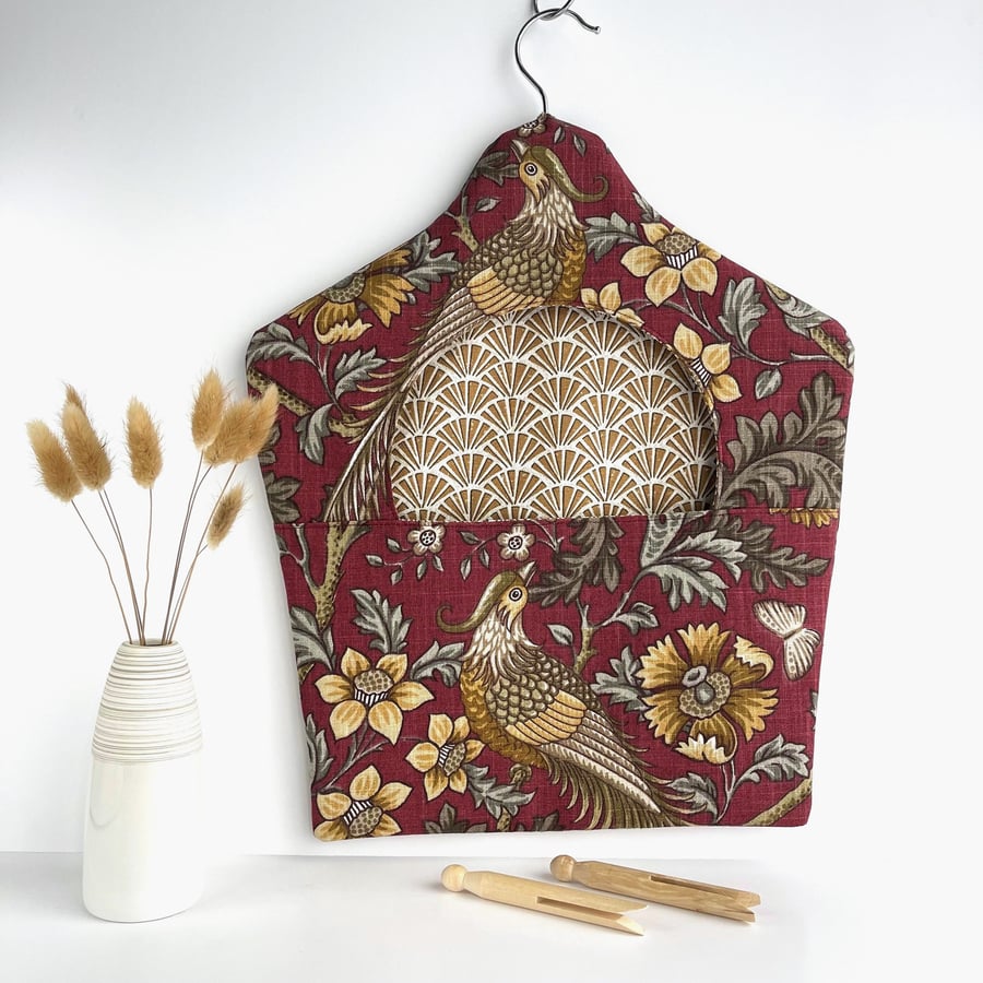 Peg Bag with Exotic Birds and Flowers
