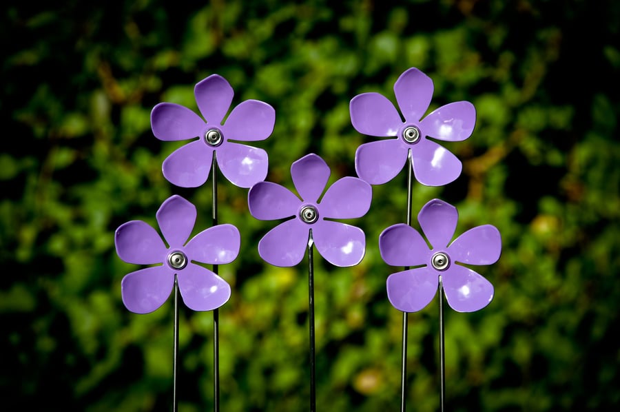 Blue Lilac Periwinkle Metal Flower Ornament, Home & Garden Decoration, Memorial