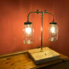 Steampunk Jar Table Lamp, Made from Two Mason Jars