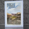 Passing Through. Handpainted Blank Card. Paper Art Countryside Original Painting