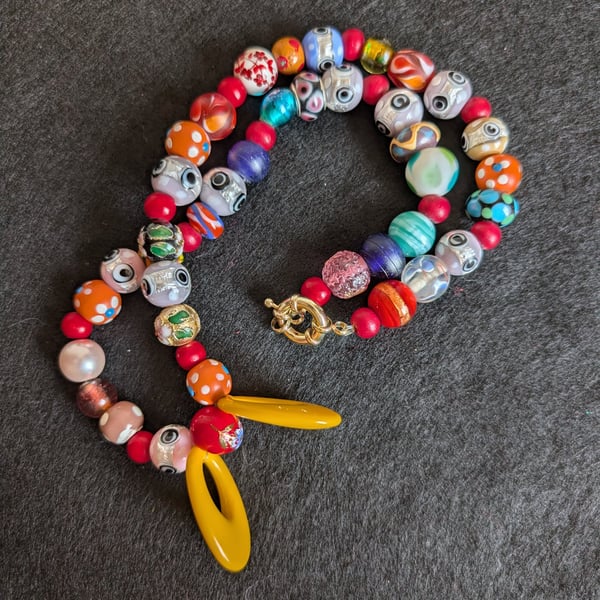 Multicoloured Fun Beaded Necklace 