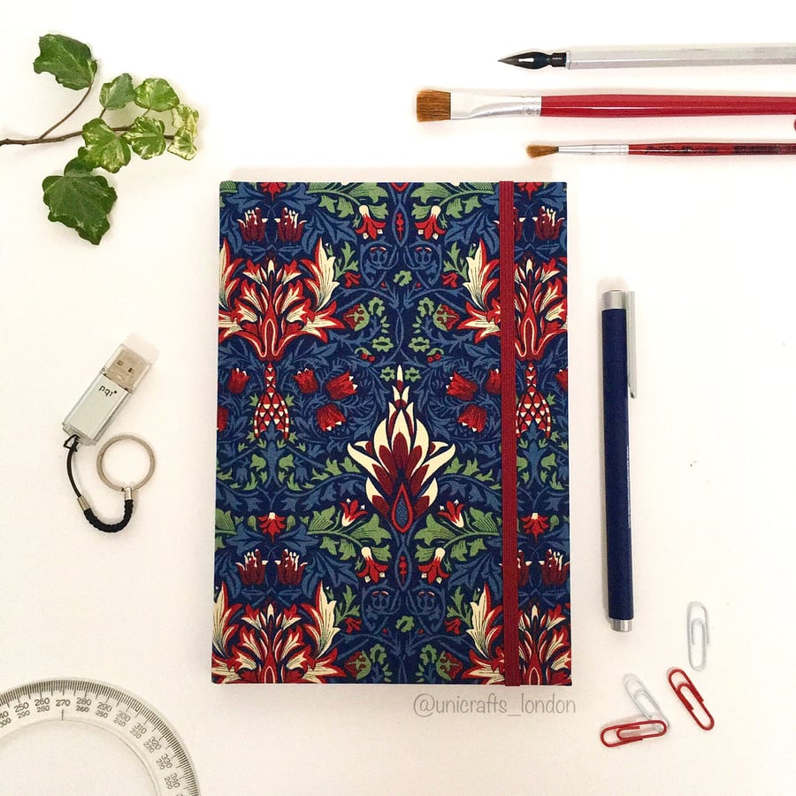 Snakeshead A5 Hardback Ruled Journal Covered in William Morris fabric 