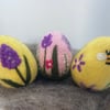 Set of 3 Felted Easter Eggs, Needle Felt Easter Decoration,Flowers, Spring