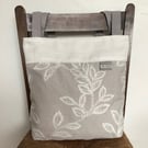 Grey Floral Embroidered Linen Cloth Tote Bag