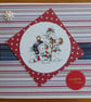 Snowman and Robins Happy Christmas Card - Stripes - Image 10