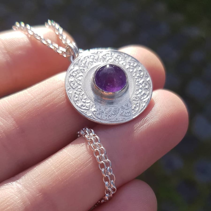 Amethyst Coin Necklace