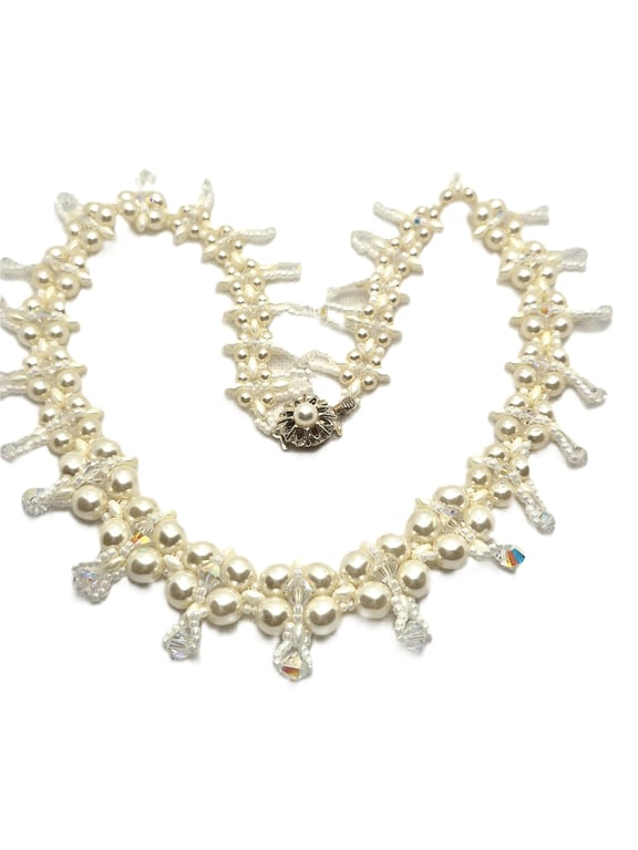 Swarovski pearl and crystal wedding style necklace