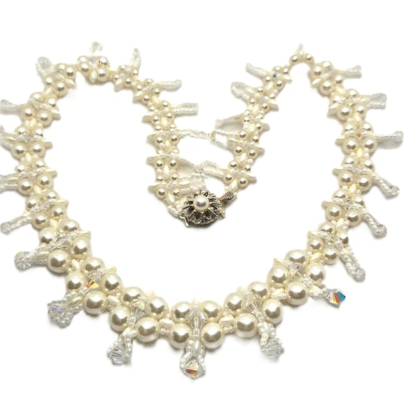 Swarovski pearl and crystal wedding style necklace