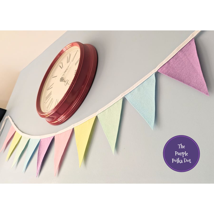 Pastel rainbow felt bunting garland banner