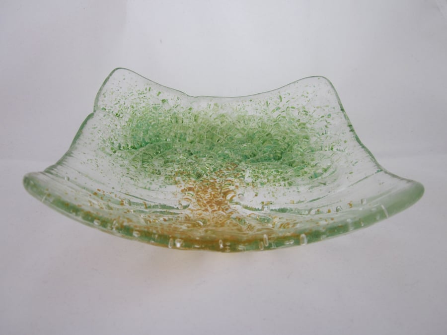 Handmade fused glass candy bowl - tree of life 1