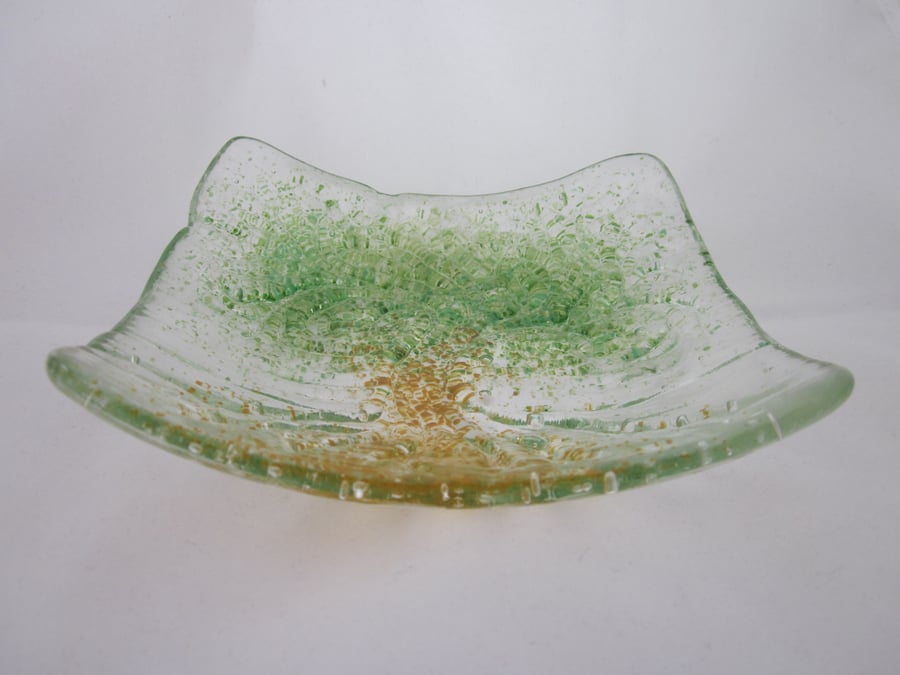 Handmade fused glass candy bowl - tree of life 1
