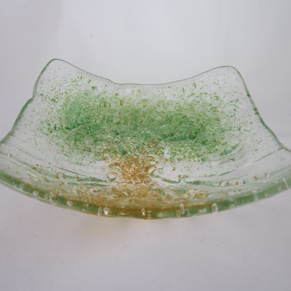 Handmade fused glass candy bowl - tree of life 1