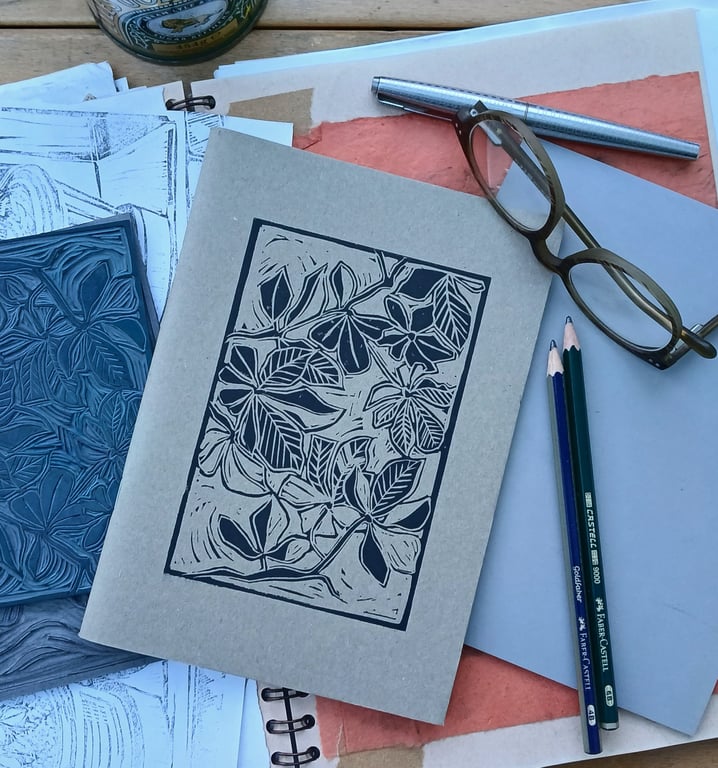 'Underneath the Trees', Lino Printed Sketchbook