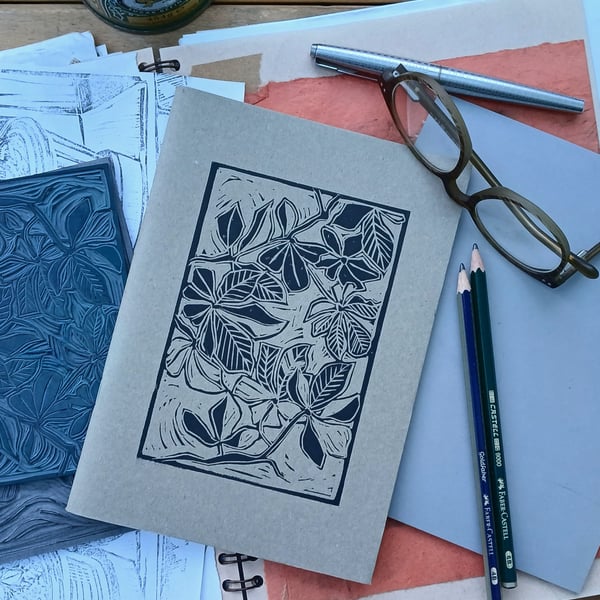 'Underneath the Trees', Lino Printed Sketchbook