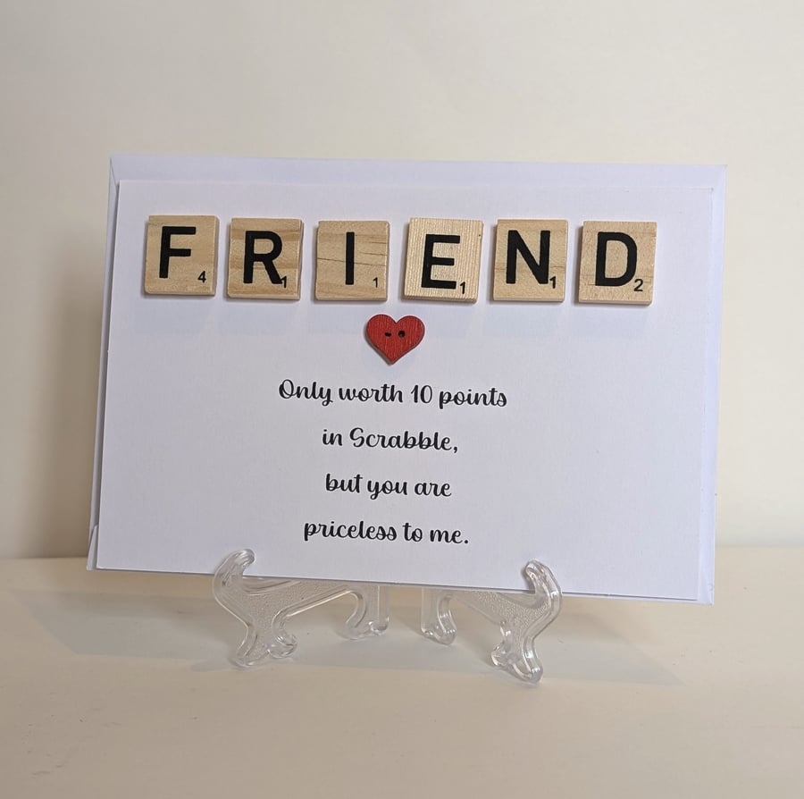 Friend only worth 10 points in Scrabble greetings card