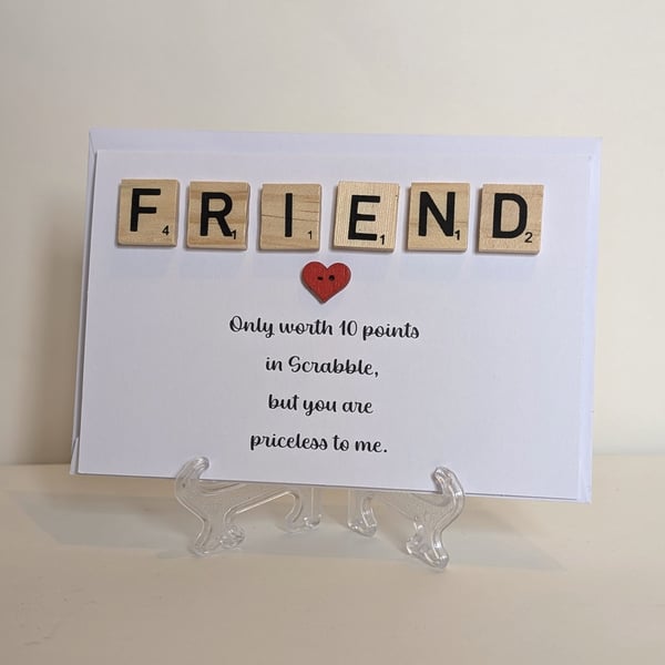 Friend only worth 10 points in Scrabble greetings card