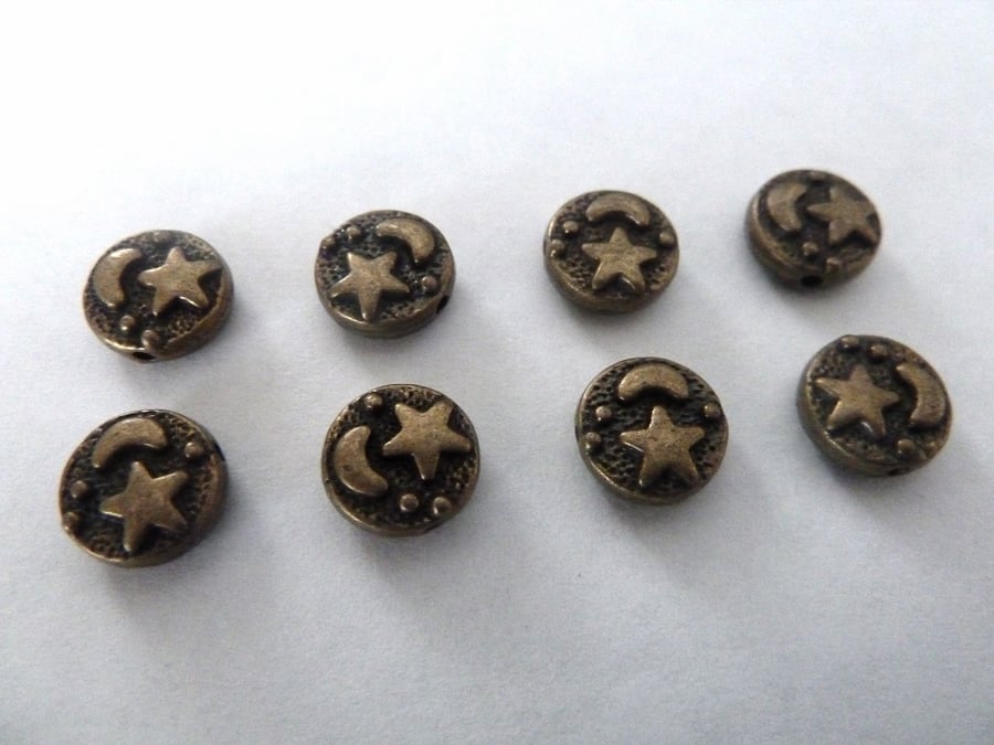 bronze moon and star beads