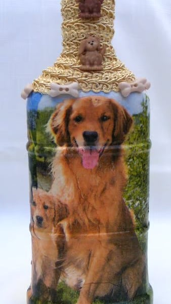 Decoupaged Retriever Glass Lamp