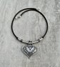 Women's Leather Necklace, Heart Pendant Beaded Necklace, Boho Jewellery - Image 5