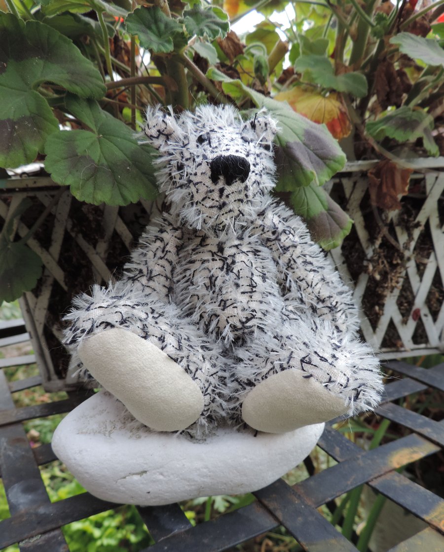Wee  Black and White Mohair Bear