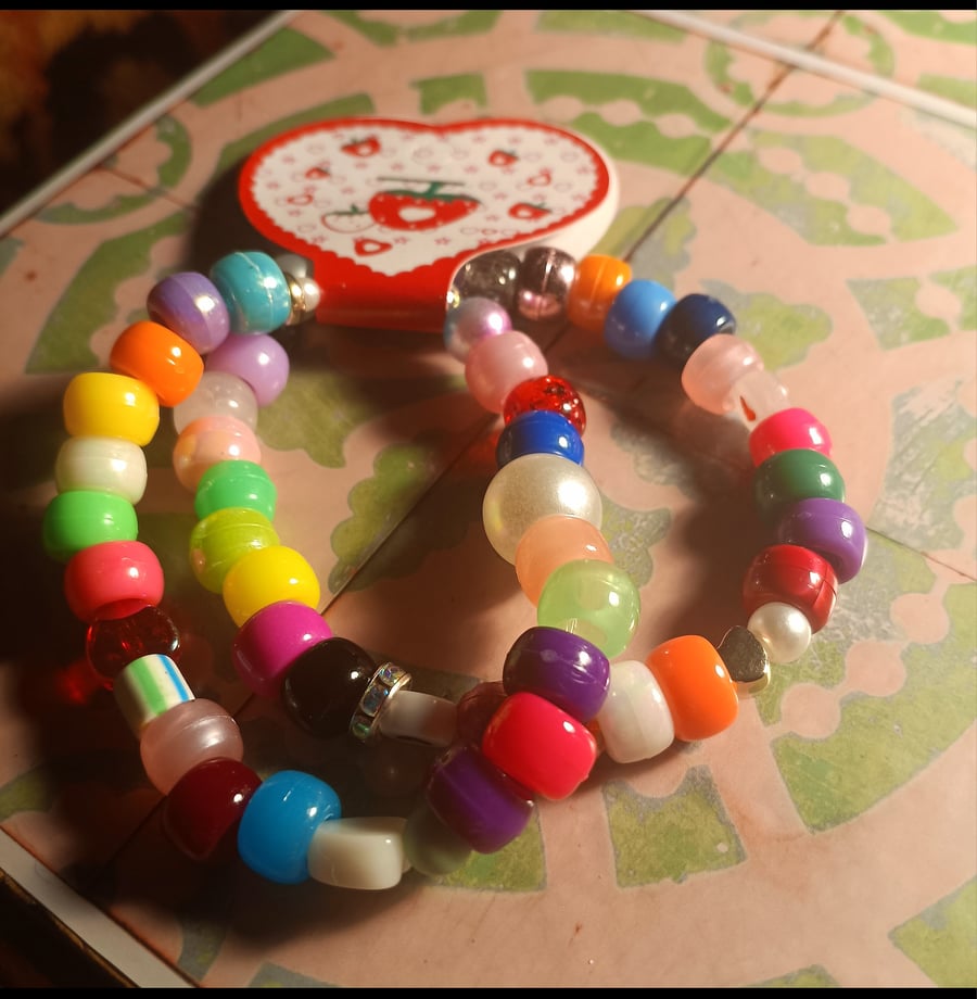 Rainbow candy bracelets duo set