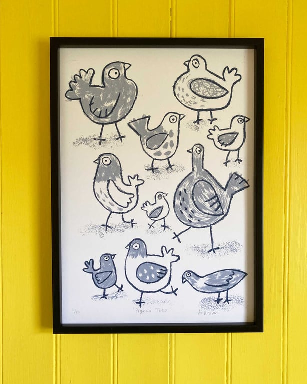  Pigeon Toes original A3 Screen Printby Jo Brown Happy Tomato- unframed