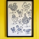  Pigeon Toes original A3 Screen Printby Jo Brown Happy Tomato- unframed