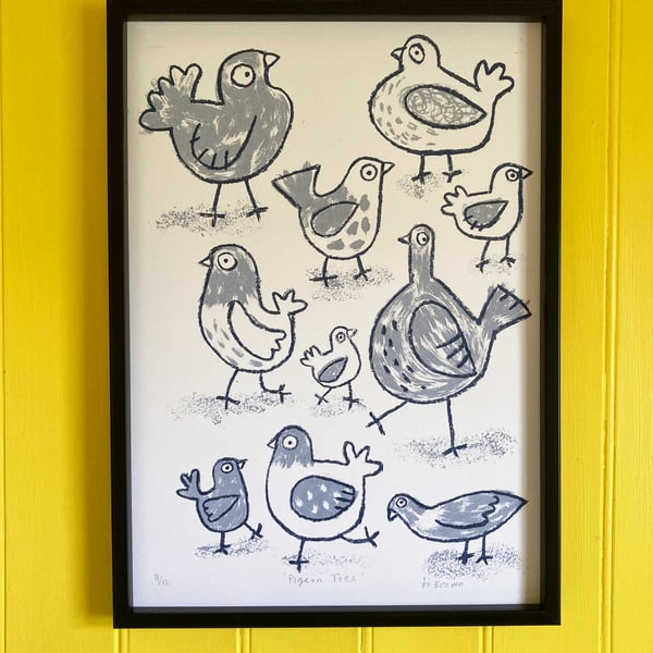  Pigeon Toes original A3 Screen Printby Jo Brown Happy Tomato- unframed