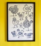  Pigeon Toes original A3 Screen Printby Jo Brown Happy Tomato- unframed