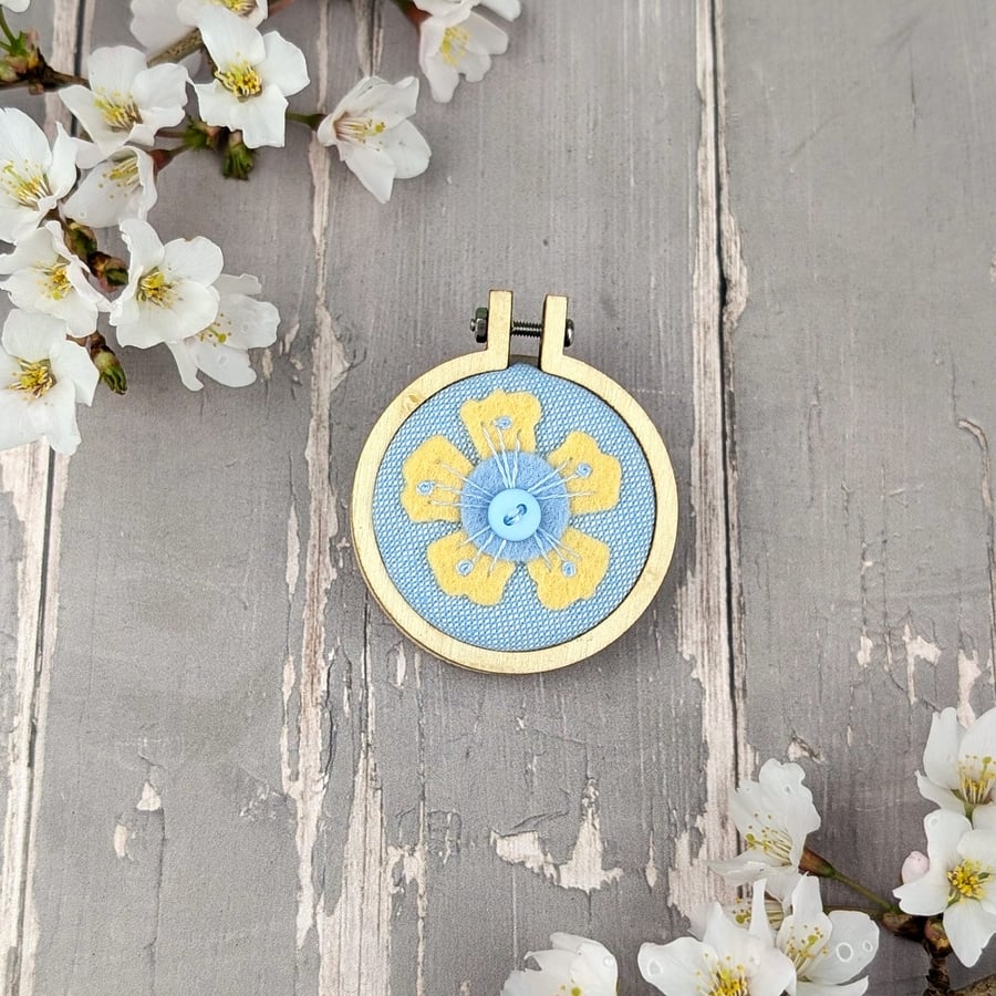 A Hand Embroidered Blossom Brooch